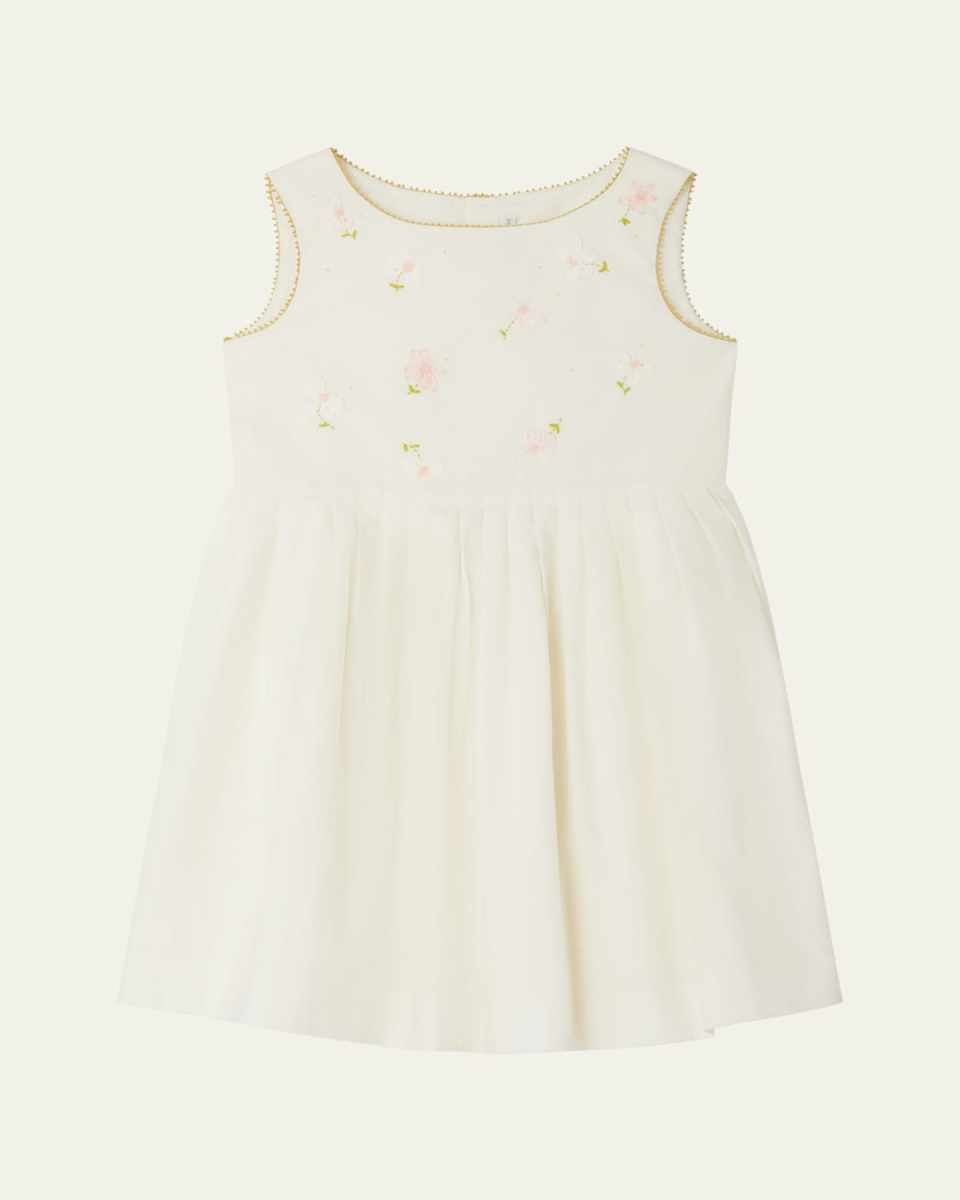 Girl's Alina Floral Embroidered Dress, Size 4-14